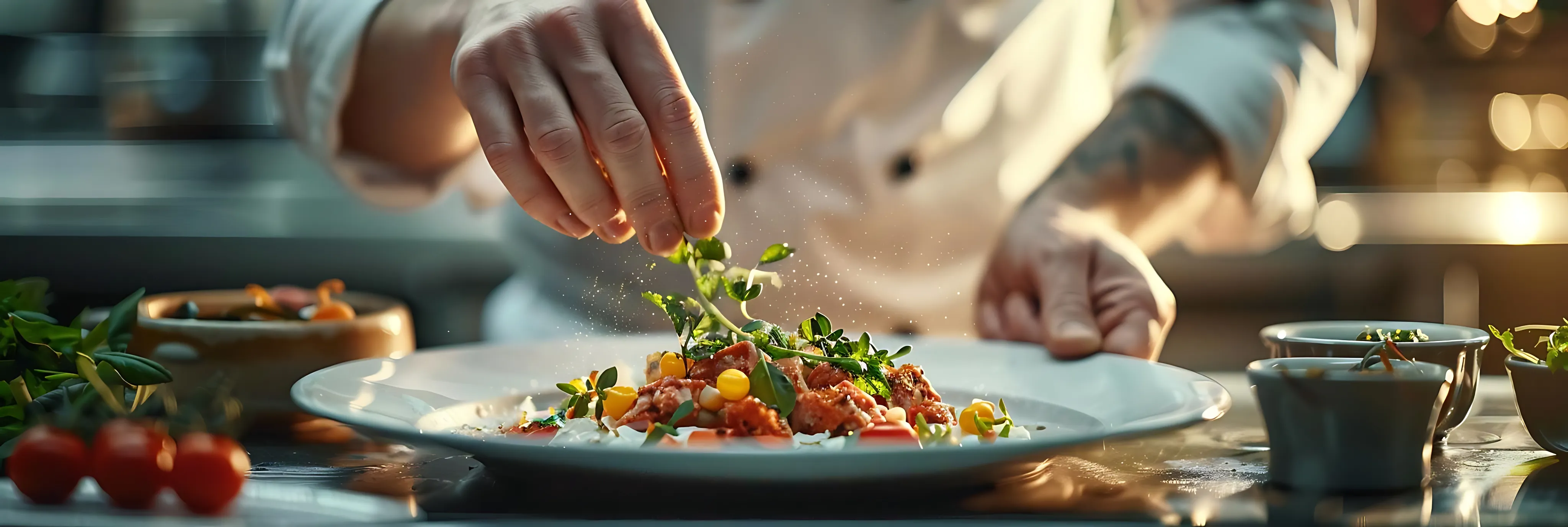 Chef plating a gourmet dish — Danon & Co chef services
