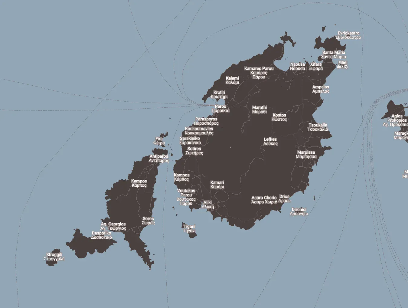 Map of Paros and Antiparos